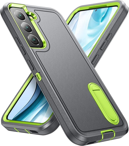 for Samsung Galaxy S22 Plus Case Galaxy S22+ Case with Kickstand Case 3-Layer Military Grade Protective Case Cover Silicone Rugged Shockproof for Galaxy S22 Plus S22+ Phone Case Gray+Green