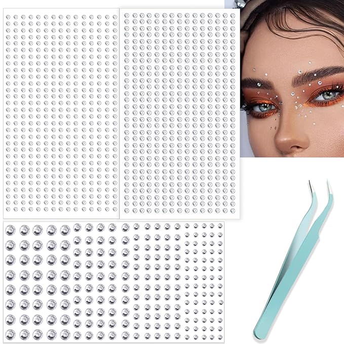 NOOEPC Face Gems Hair Gems, Self-Adhesive Face Jewels Eye Jewels Rhinestones 3/4/5/6 mm DIY Face Gems Stick on, Hair Body Rhinestones Gems Crystals Pearls for Face Eyes Makeup Body, Crafts