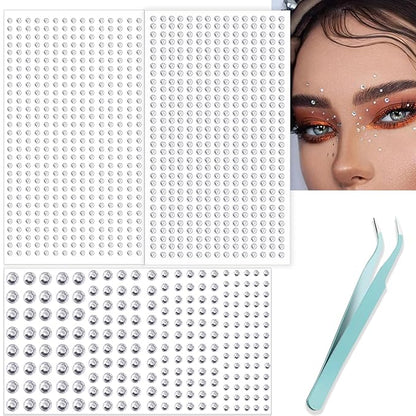 NOOEPC Face Gems Hair Gems, Self-Adhesive Face Jewels Eye Jewels Rhinestones 3/4/5/6 mm DIY Face Gems Stick on, Hair Body Rhinestones Gems Crystals Pearls for Face Eyes Makeup Body, Crafts