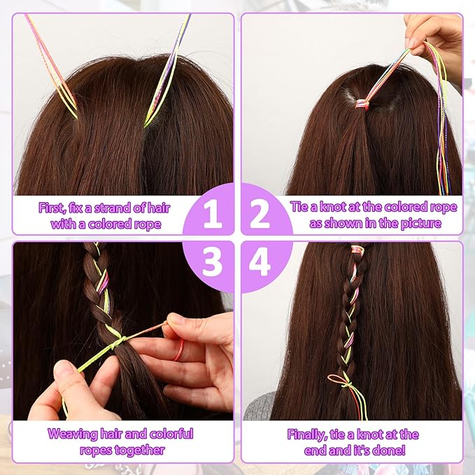 30 Pieces Colorful Hair Wrap String For Braids Assorted Gradient Hair Rope Band Multi Rainbow Braiding Hair Tie for Women Girls DIY Ponytail Braids Fashionable Hair Styling Accessories(Style 1)