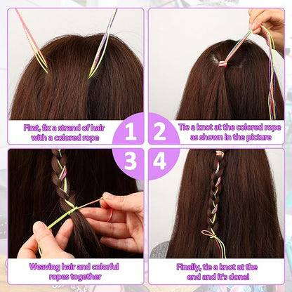 30 Pieces Colorful Hair Wrap String For Braids Assorted Gradient Hair Rope Band Multi Rainbow Braiding Hair Tie for Women Girls DIY Ponytail Braids Fashionable Hair Styling Accessories(Style 1)