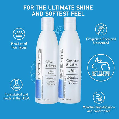 Nonscents Original Formula Fragrance Free Shampoo and Conditioner Set, Hydrating Shampoo for Dry Hair, Moisturizing and Unscented Shampoo and Conditioner for All Hair Types | Made in USA