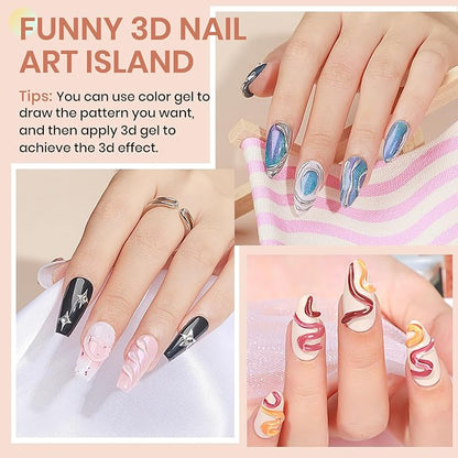 MIZHSE 3D Nail Gel, 2 Pcs Clear 3D Nail Art Sculpting Gel for Nail Art, No Wipe Molding for Nails Decoration Manicure Charms DIY at Home Manicure