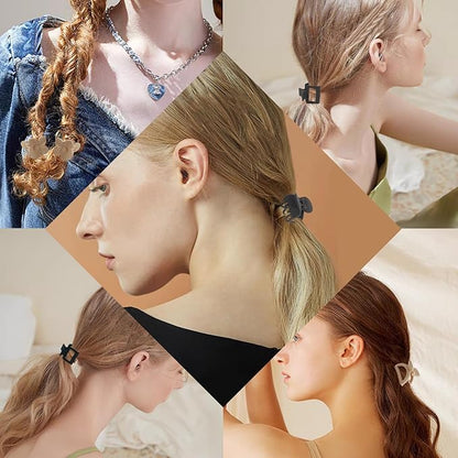 Hair Clip Set, 16Pcs Medium Claw Clips for Women Girls, Matte Rectangle Double Row Teeth Flower Semicircle Small Clips for Thin/Medium Thick Hair, Nonslip Clips (Beige, Khaki, Brown, Black)