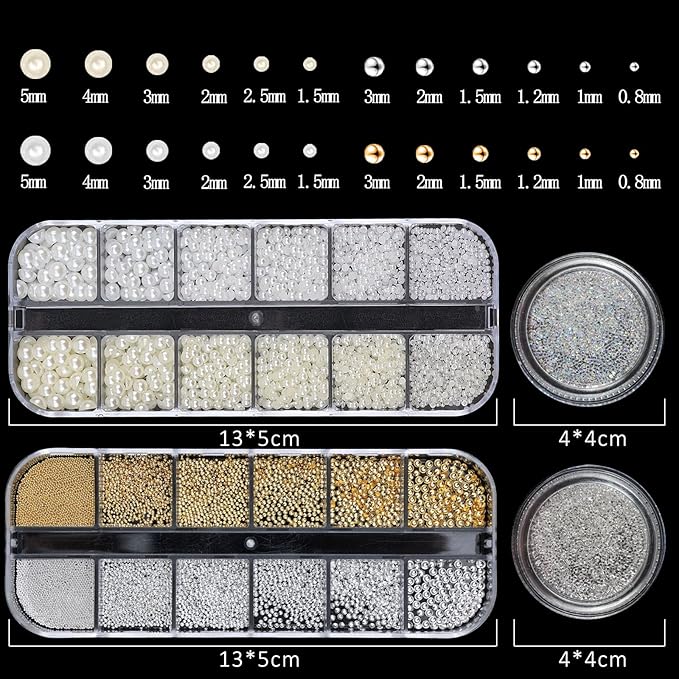 Nail Art Rhinestones with Pearls Flatback Pearls Nail Charms Luxurious Supplies Accessories Gold Silver Gems Jewelry Decorations for Women Manicure Design