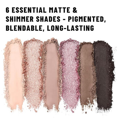 6 Colors Mini Naked Eyeshadow Makeup Palette Rosy Neutral Nude Eye Shadow Shimmer & Matte Make Up Pallet with Mirror Highly Pigmented Long Lasting Waterproof Travel Size Gift Kit 02