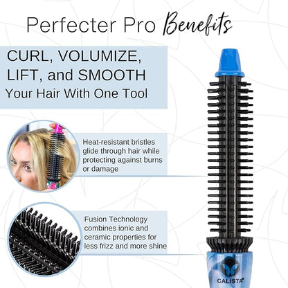 CALISTA Perfecter Pro Heated Round Brush | Curl, Volumize, and Style Hair with No Heat Damage for Healthier Hair | 4 Sizes for All Hair Types | Dual Voltage & Adjustable Temp (Daisy Bloom, 1.5)