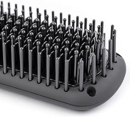L'ANGE HAIR Le Vite Straightening Brush | Heated Hair Tool for Smoother, Frizz-Controlled Look | Dual-Voltage Hot Brush Straightener for Effortless Styling & Shine | Ceramic Standard Size (Black)