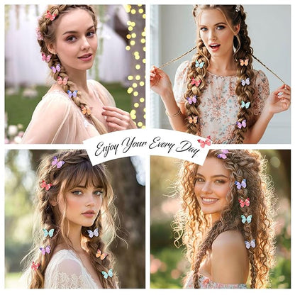20Pcs Butterfly Hair Clips for Women Moving Glitter Butterfly Clip Fairy Accessories Green