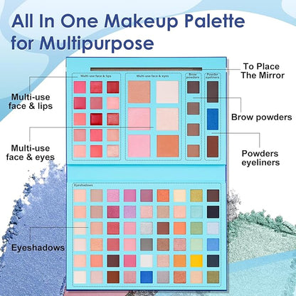 Color Nymph Multi-Colored Makeup Palettes丨Highly Pigmented 54 Colors Eyeshadow Palette with Matte Shimmer Finishes丨Cruelty Free Travel Size Makeup Pallet (Blue)