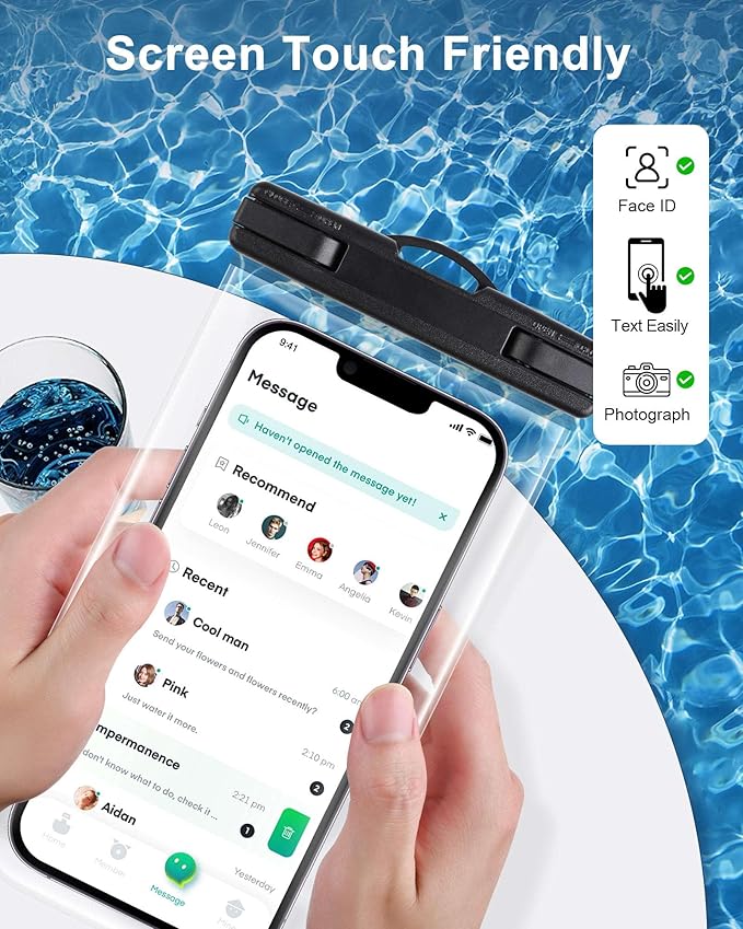 2025 Waterproof Phone Pouch: 2 Pack Cruise Ship Essentials Must Haves Dry Bag for Vacation Beach Travel Kayak Accessories, Water proof Case for iPhone 16 15 14 13 12 Plus Pro Max Galaxy - Black+Blue