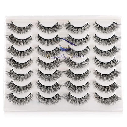 Newcally Lashes False Eyelashes Cat Eyes Wispy Natural Faux Mink Lashes 14 Pairs Pack Light Volume Short Fake Eye Lashes Multipack