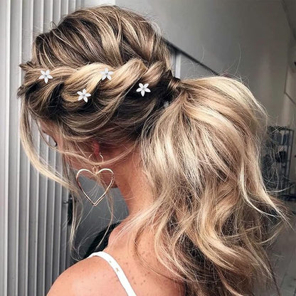 (24 Pcs) Flower Twisters Spiral Set Hair Pin Silver Coil for Wedding, Bridal, Prom, Party and Special Occasion with Clear Container（Flower)