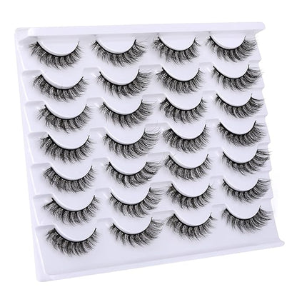 Newcally Cat Eye Lashes Natural Look False Eyelashes Short Wispy 3D Volume Fake Eye Lashes Pack 14 Pairs