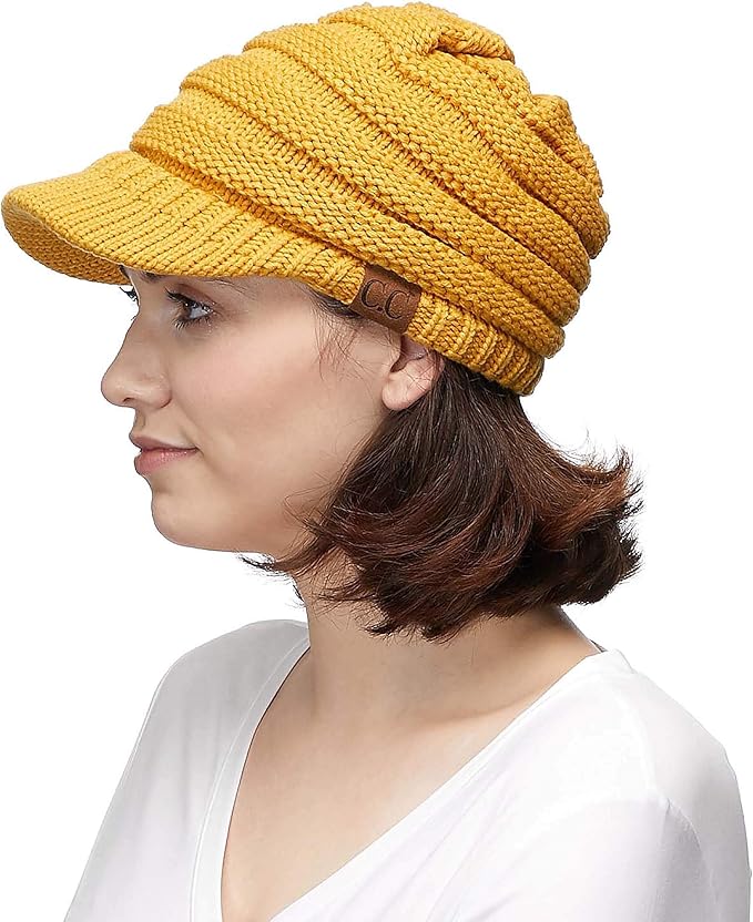 C.C Hatsandscarf Exclusives Women's Ribbed Knit Hat with Brim (YJ-131)(YJ-2023)