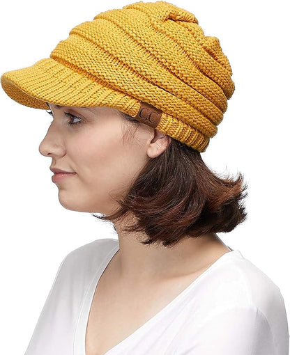 C.C Hatsandscarf Exclusives Women's Ribbed Knit Hat with Brim (YJ-131)(YJ-2023)