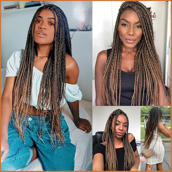 Ombre Black Brown Pre stretched Braiding Hair 2 Packs Pre feathered Braid Hair Extensions 30 Inches Hair Braids