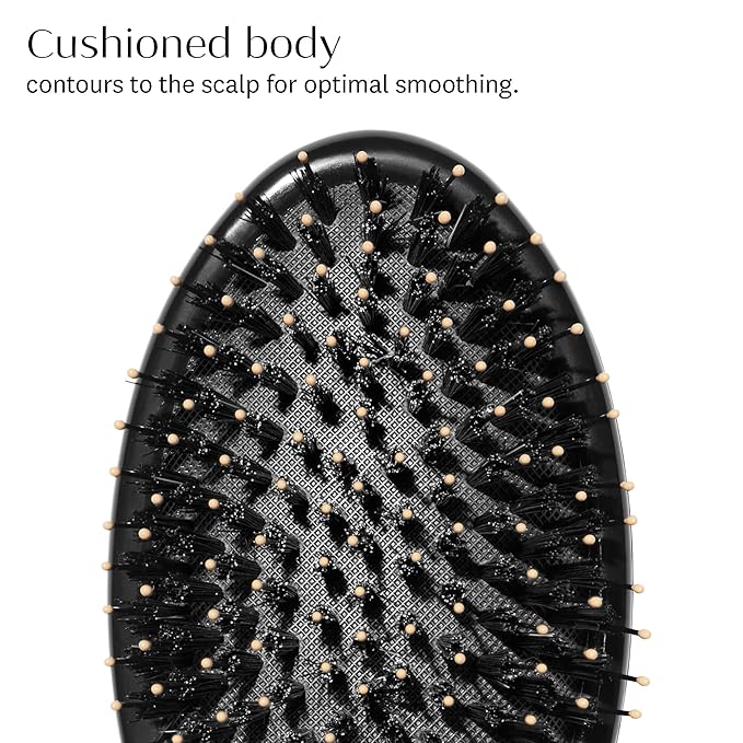 "T3 Polish & Shine Premium Vegan Boar and Nylon Oval Hairbrush with Dual Bristle Design for Smoothing and Detangling"