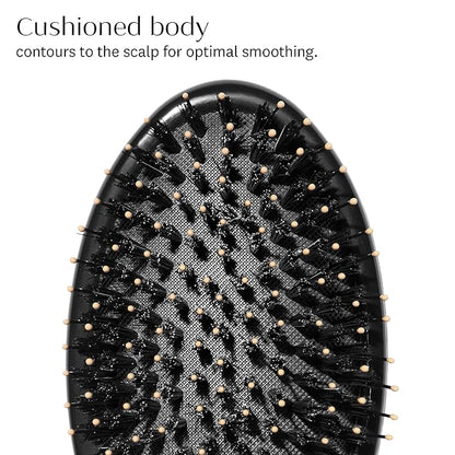 "T3 Polish & Shine Premium Vegan Boar and Nylon Oval Hairbrush with Dual Bristle Design for Smoothing and Detangling"