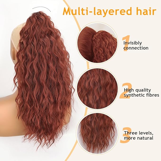 ORSUNCER Ponytail Extension Claw 18" Curly Pony Tail Clip in Claw Hair Extensions Fluffy Natural Looking Synthetic Hairpiece for Women