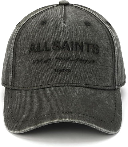 Women's Underground Logo Baseball Cap, Cotton Hat with Adjustable Strap, Washed Black