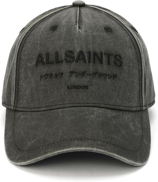 Women's Underground Logo Baseball Cap, Cotton Hat with Adjustable Strap, Washed Black