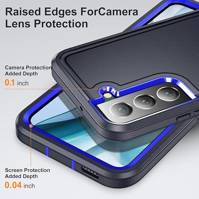 for Samsung Galaxy S22 Plus Case with Kickstand Case 3-Layer Military Grade Protective Case Cover Silicone Rugged Shockproof for Galaxy S22+ Plus Phone Case (Navy+Blue)