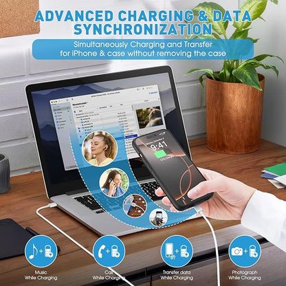 2025 New Upgraded 7000 mAh Travel Battery Case for iPhone 16 6.1inch, Extra Battery Life 15W Fast Charging External Rechargeable Portable Charging Case with HD Tempered Protective Film, Black