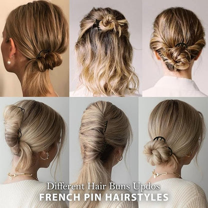 6 PCS Metal Hair Side Combs Hair Pin Hair Fork Clip Teeth Stick for Updo Bun, U Shape Hair Accessories for Vintage Hairstyle, Matte Black for Fine Hair