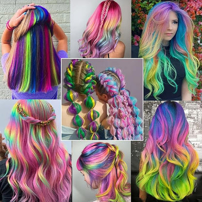22 PCS Colored Hair Extensions Clip in, Party Highlights Colorful Extension for Kids Girls Synthetic Hairpiece Straight 22 inch