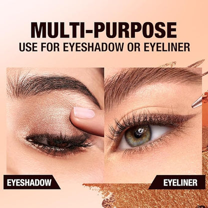 2-in-1 Gradient Eyeliner & Eyeshadow Stick Combo, Shimmer & Matte Cream Eyeshadow Pencil, Waterproof & Smudge-Proof, Long-Lasting Eye Makeup, Metallic & Neutral Shades (#09 Mocha Mist)