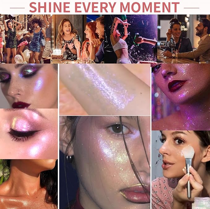 BestLand Holographic Body Glitter Gel - Cosmetic-Grade, Christmas Glitter Makeup for Face, Body, and Hair, Safe and Easy to Use, Perfect for Festivals Parties, Vegan & Cruelty Free (02 Stardust Pink)