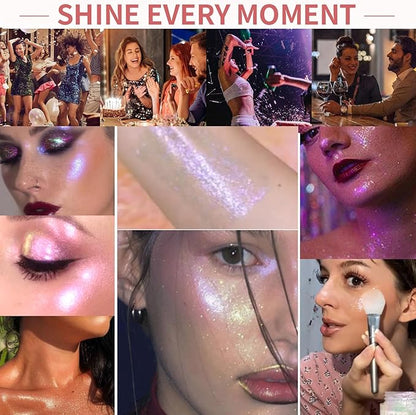 BestLand Holographic Body Glitter Gel - Cosmetic-Grade, Christmas Glitter Makeup for Face, Body, and Hair, Safe and Easy to Use, Perfect for Festivals Parties, Vegan & Cruelty Free (02 Stardust Pink)