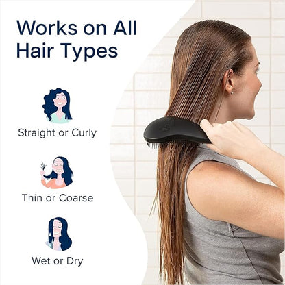 Crave Naturals Biggie Glide Thru Hair Brush - Detangler Brush for Curly, Straight, Wet or Dry Hair - Gentle Detangling Brushes for Adults, Kids, Toddlers - Hair Accessories for Women, 8.4x3.4" - Black