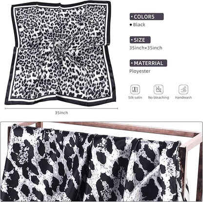 35 x 35 Women's Fashion Pattern Large Square Silk Like Hair Scarf Head Sleeping Wrap Satin Neck Bandana for Gift…