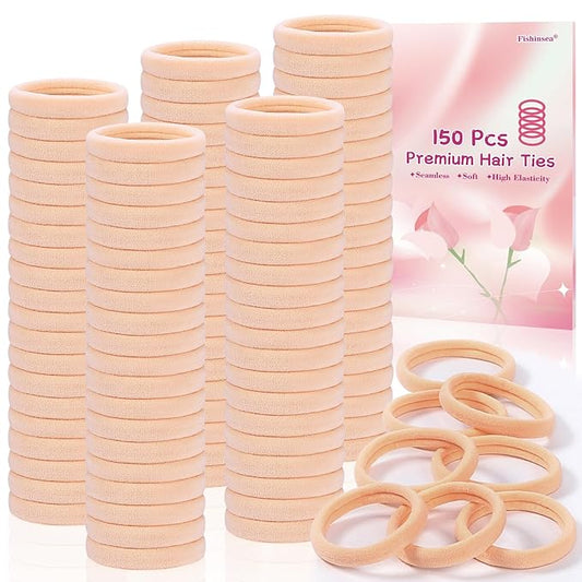 150 Pcs Elastic Hair Ties No Damage for Thick & Thin Hair, Ponytail Holders, Elastics, Soft Pony Tails Bands for Women, Blonde