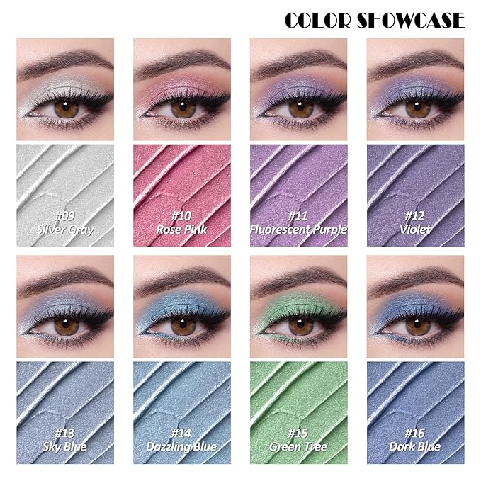 16Pcs Eyeshadow Stick,Matte Glitter Cream Eyeshadow Stick Set,Waterproofing Long Lasting Eye Shadow Sticks,Colorful Highlight Eyeshadow Stick for Eye Makeup,Multi-Use Eyeshadow Pencil