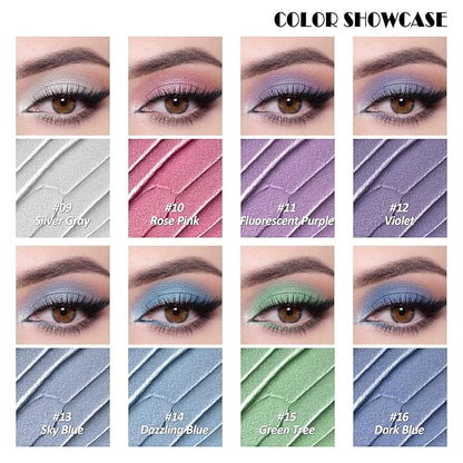 16Pcs Eyeshadow Stick,Matte Glitter Cream Eyeshadow Stick Set,Waterproofing Long Lasting Eye Shadow Sticks,Colorful Highlight Eyeshadow Stick for Eye Makeup,Multi-Use Eyeshadow Pencil