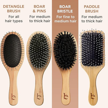 Boar Bristle Hair Brush for Women and Men, Natural 100% Soft Boars Hairbrush for Fine and Thin Hair