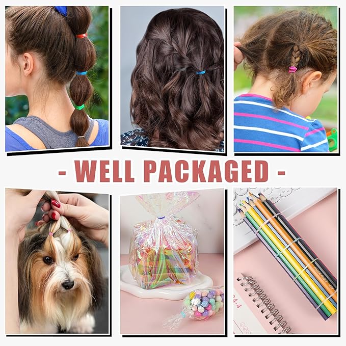 2400 Pcs Rubber Bands for Hair, Small Rubber Bands with Hair Styling Tools Colorful Elastic Hair Ties for Baby Girl Toddler Hair Accessories Stocking Stuffers for Girls Women