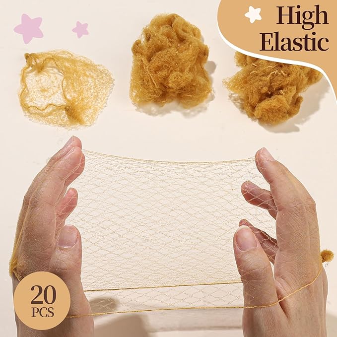 FANDAMEI Hair Net for Kids, Invisible Hair Nets 20PCS with 40PCS U Shaped Bobby Pins, 30cm Hair Nets for Buns, Bun Hair Nets for Ballet Girls Hair Accessories Set for Women, Girls-Light Brown