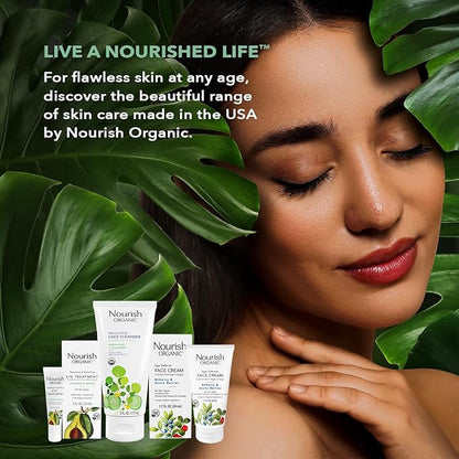 Nourish Organic Eye Treatment, Bilberry & Arctic Berries – Age Defense Under Eye Cream with Vitamin C + Washable Cotton Round