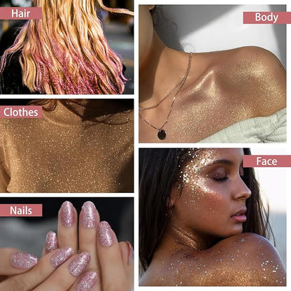 Etercycle Black Body Glitter, Hair Glitter Spray Fine Face Shimmer Powder, Longwear and Quick Drying Body Glitter Sparkly Glitter Gifts for Rave Clothes Nail Art Easter Christmas Halloween Crafts