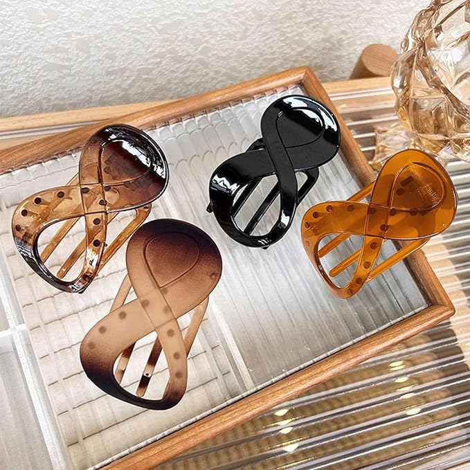 4 PCS French Concord Curved Claw Barrettes for Women - 3.35 Inch Alligator Banana Clips with No Slip Grip, Strong Hold for Volume Styling Hair Accessories