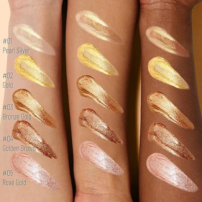 UCANBE Body Shimmer Oil - 100ml Moisturizing Glow Glitter Oil, Waterproof Shimmering Luminizer, Tinted Glowing Bronzer (Rose Gold)