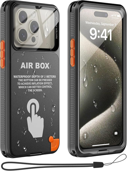 Mitywah Waterproof Case for iPhone, Underwater Snorkeling Diving Phone Case for iPhone 15PM 14PM 13PM 12PM /15PLUS 14PLUS, HD Underwater Photography Snorkeling Case Travel Essentials Black