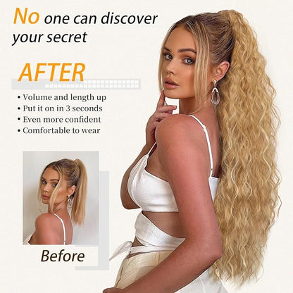 ORSUNCER Ponytail Extension Claw Clip 26" Curly Pony Tail Clip in Hair Extensions Fluffy Natural Looking Synthetic Hairpieces for Women
