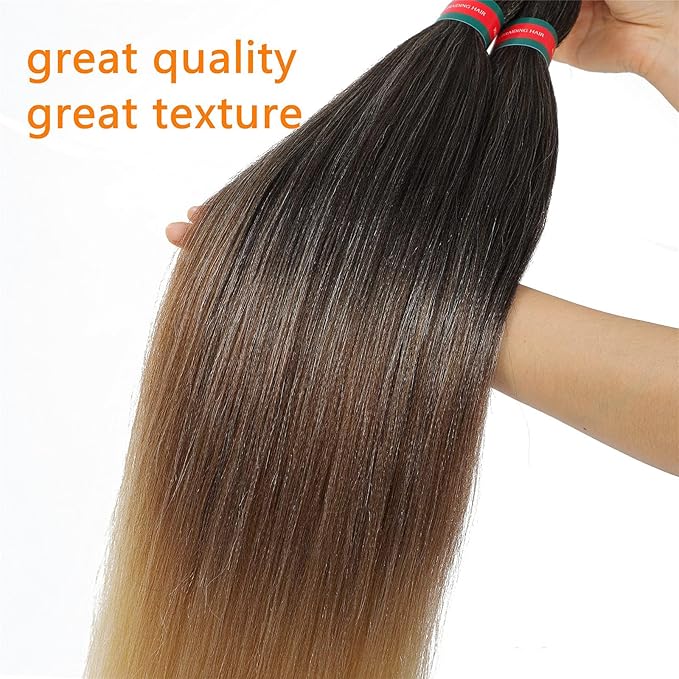 Ombre Pre stretched Braiding Hair, 36 Inch 4 tones Braid Hair Extensions, 8 packs Multi Color Blend Braiding Hair Pre-stretched, Crochet Hair Braiding(36''-8packs, 1b/30/27/613)