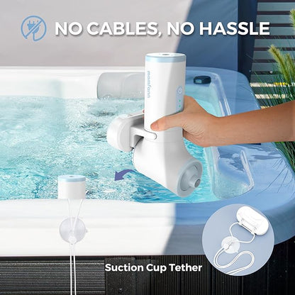 Bath Jet Spa, Cordless Portable Bathtub Accessories with 3-Level Adjustable Speed, Bubble Maker/Bath Jet Mode, Bathtub Jets for Home Spa, Relaxing (White-Blue)