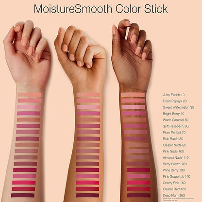 Neutrogena MoistureSmooth Color Stick for Lips, Moisturizing and Conditioning Lipstick with a Balm-Like Formula, Nourishing Shea Butter and Fruit Extracts, 90 Classic Nude,.011 oz
